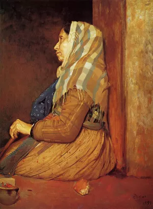 A Roman Beggar Woman by Edgar Degas - Hand-Painted Oil Painting Reproduction