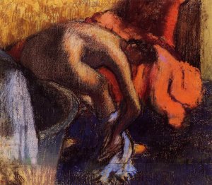 After Bathing, Woman Drying Her Leg by Edgar Degas Oil Painting Reproduction