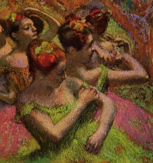 Ballerinas Adjusting Their Dresses by Edgar Degas - Hand-Painted Oil Painting Reproduction