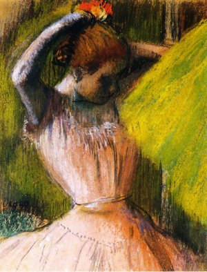 Ballet Corps Member Fixing Her Hair by Edgar Degas Oil Painting Reproduction