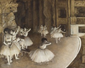 Ballet Rehearsal On Stage by Edgar Degas Oil Painting Reproduction