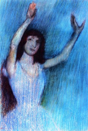 Dancer in Blue, Arms Raised by Edgar Degas Oil Painting Reproduction