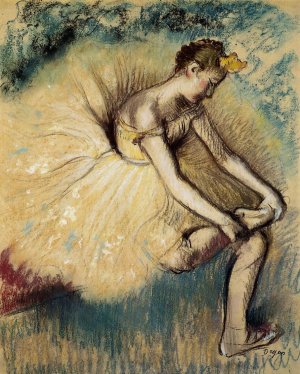 Dancer Putting on Her Slipper by Edgar Degas Oil Painting Reproduction