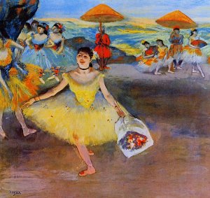 Dancer with a Bouquet Bowing by Edgar Degas Oil Painting Reproduction