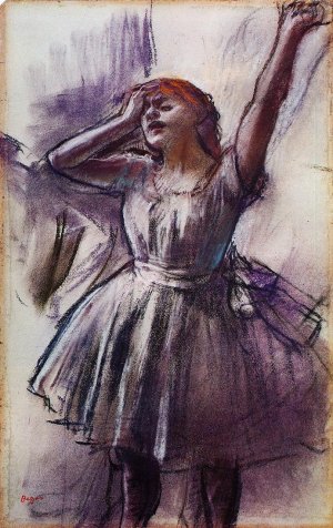 Dancer with Left Art Raised by Edgar Degas Oil Painting Reproduction