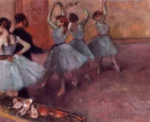 Dancers in Light Blue also known as Rehearsing in the Dance Studio by Edgar Degas Oil Painting Reproduction