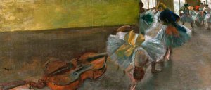 Dancers in the Rehearsal Room with a Double Bass by Edgar Degas Oil Painting Reproduction