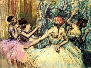 Main Product Photo of Dancers in the Wings Painting by Edgar Degas