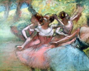Main Product Photo of Four Ballerinas on the Stage Painting by Edgar Degas