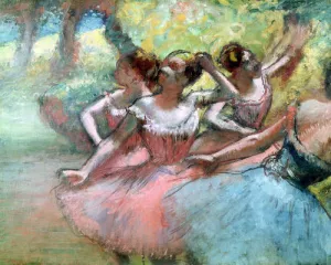 Four Ballerinas on the Stage by Edgar Degas - Hand-Painted Oil Painting Reproduction