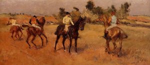 Main Product Photo of Four Jockeys Painting by Edgar Degas