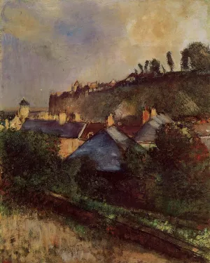 Houses at the Foot of a Cliff by Edgar Degas - Hand-Painted Oil Painting Reproduction