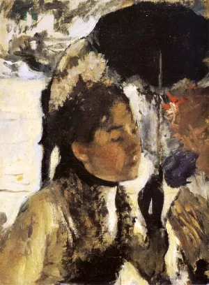 In the Tuileries, Woman with a Parasol by Edgar Degas - Hand-Painted Oil Painting Reproduction