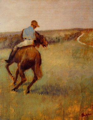 Jockey in Blue on a Chestnut Horse by Edgar Degas Oil Painting Reproduction