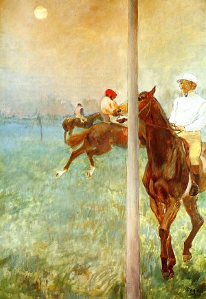 Jockeys Before the Start with Flagpoll by Edgar Degas Oil Painting Reproduction