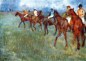 Jockeys in the Rain by Edgar Degas Oil Painting Reproduction