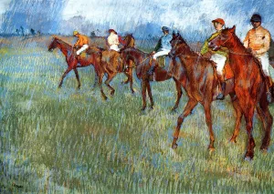 Jockeys in the Rain by Edgar Degas - Hand-Painted Oil Painting Reproduction