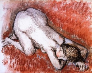 Kneeling Nude by Edgar Degas Oil Painting Reproduction