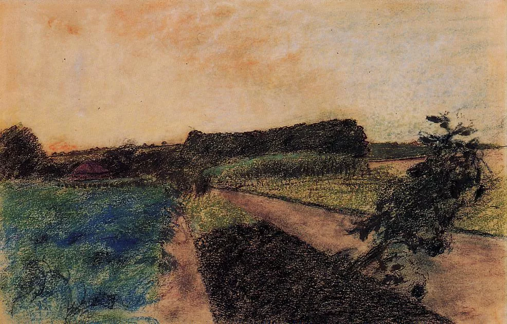 Edgar Degas landscape showing the rural scenery of the Orne region