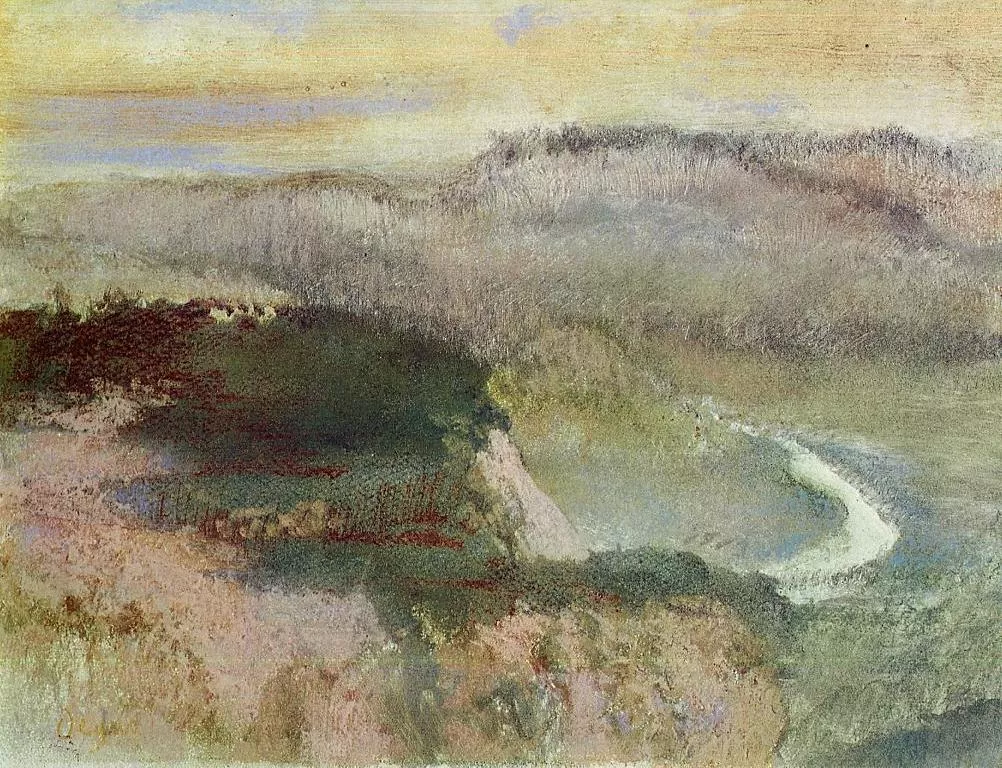 Edgar Degas landscape with receding hills and atmospheric distance