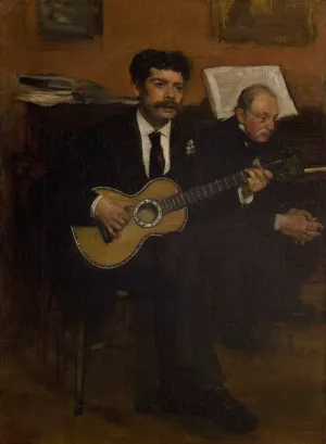 Lorenzo Pagans And Auguste De Gas by Edgar Degas - Hand-Painted Oil Painting Reproduction