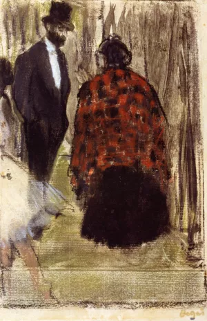 Main Product Photo of Ludovic Halevy Speaking with Madame Cardinal Painting by Edgar Degas