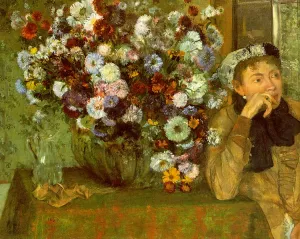 Main Product Photo of Madame Valpincon with Chrysanthemums Painting by Edgar Degas