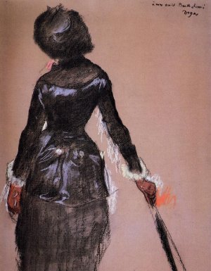 Mary Cassatt at the Louvre Study by Edgar Degas Oil Painting Reproduction
