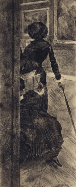 Mary Cassatt at the Louvre; The Paintings Gallery by Edgar Degas Oil Painting Reproduction
