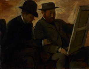 Main Product Photo of Paul Lafond and Alphonse Cherfils Examining a Painting Painting by Edgar Degas