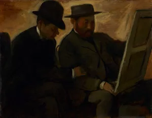 Paul Lafond and Alphonse Cherfils Examining a Painting by Edgar Degas - Hand-Painted Oil Painting Reproduction