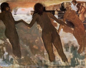 Peasant Girls Bathing in the Sea at Dusk by Edgar Degas Oil Painting Reproduction