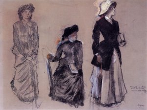 Project for Portraits in a Frieze - Three Women by Edgar Degas Oil Painting Reproduction