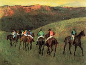 Racehorses in a Landscape by Edgar Degas Oil Painting Reproduction