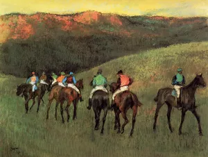 Racehorses in a Landscape by Edgar Degas - Hand-Painted Oil Painting Reproduction