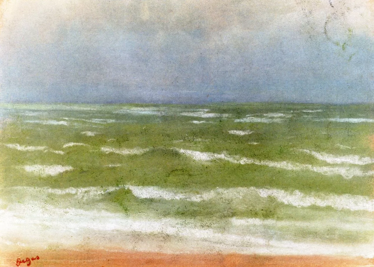 Edgar Degas seascape depicting the movement and changing surface of the tide