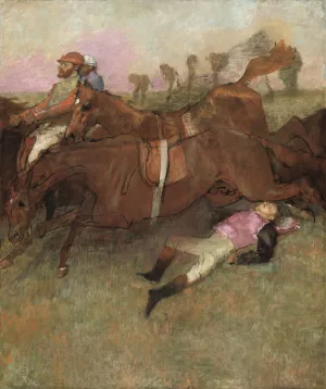 Scene from the Steeplechase - The Fallen Jockey by Edgar Degas - Hand-Painted Oil Painting Reproduction