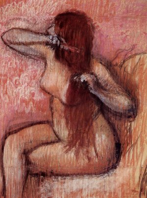 Seated Nude Combing Her Hair by Edgar Degas Oil Painting Reproduction