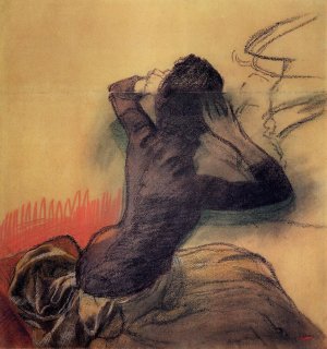 Seated Woman Adjusting Her Hair by Oil Painting Reproduction