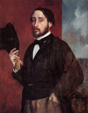 Self Portrait Saluting by Edgar Degas Oil Painting Reproduction