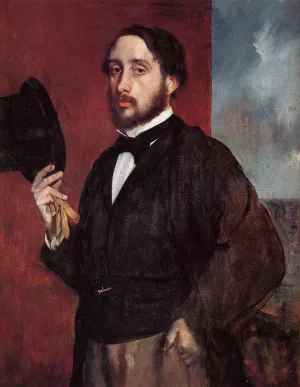 Self Portrait Saluting by Edgar Degas - Hand-Painted Oil Painting Reproduction