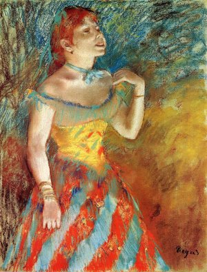 Main Product Photo of Singer in Green Painting by Edgar Degas