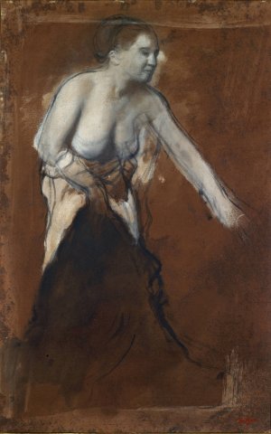 Standing Female Figure with Bared Torso by Edgar Degas Oil Painting Reproduction