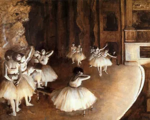 The Ballet Rehearsal on Stage by Edgar Degas Oil Painting Reproduction