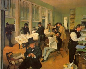 Main Product Photo of The Cotton Exchange in New Orleans Painting by Edgar Degas