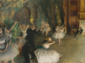 The Rehearsal of the Ballet Onstage by Edgar Degas Oil Painting Reproduction