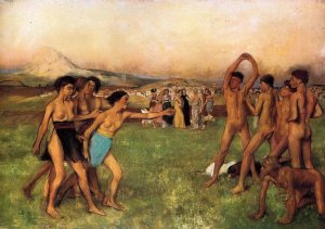 Main Product Photo of The Young Spartans Painting by Edgar Degas