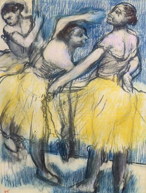 Three Dancers in Yellow Skirts by Edgar Degas Oil Painting Reproduction