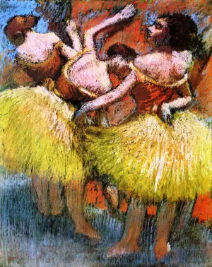 Three Dancers, Yellow Skirts, Red Blouses by Edgar Degas - Hand-Painted Oil Painting Reproduction