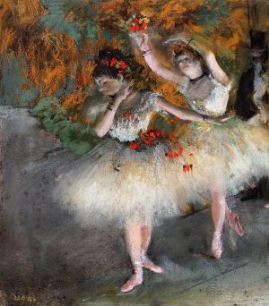 Main Product Photo of Two Dancers Entering the Stage Painting by Edgar Degas